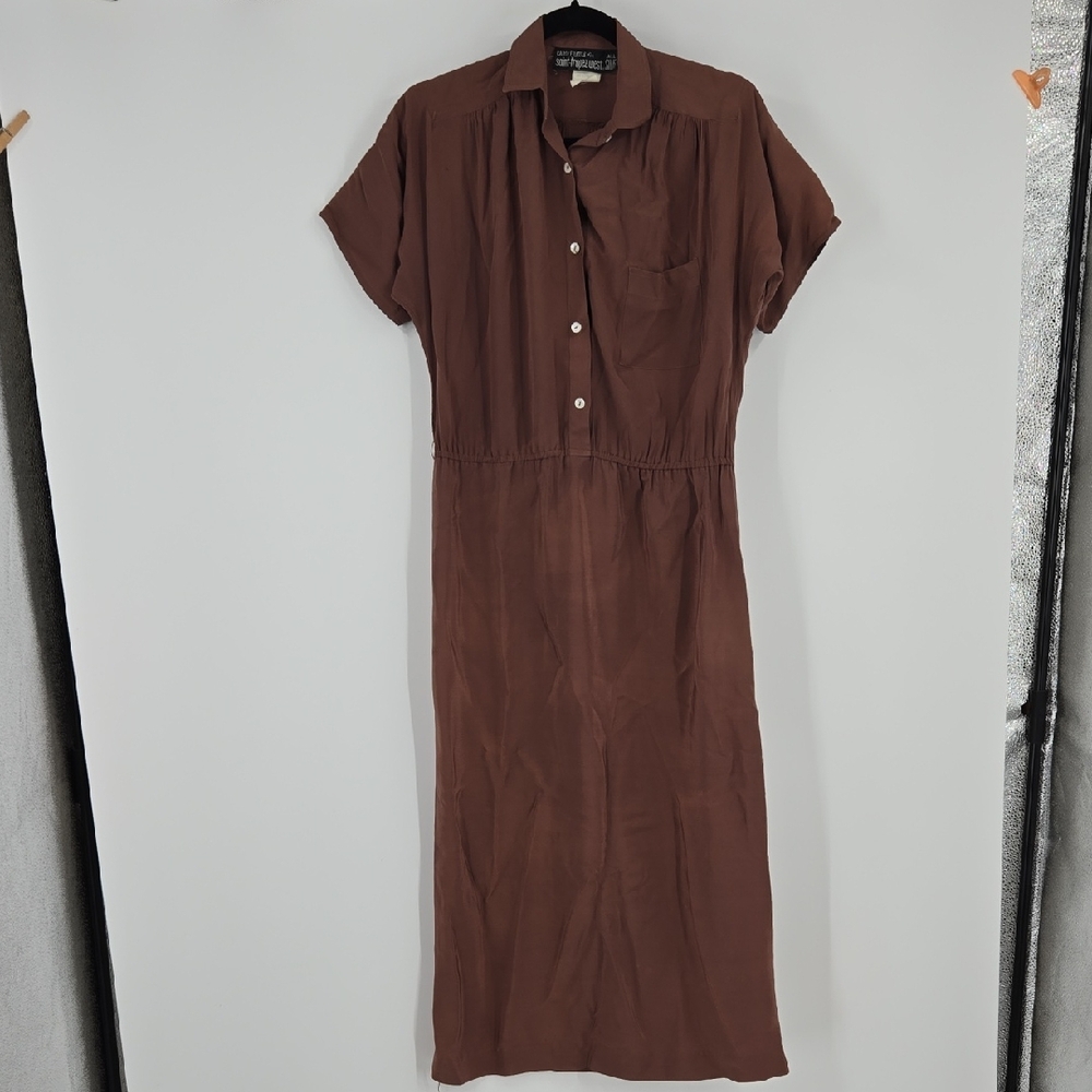 Carole Little Brown Midi Dress with Buttons